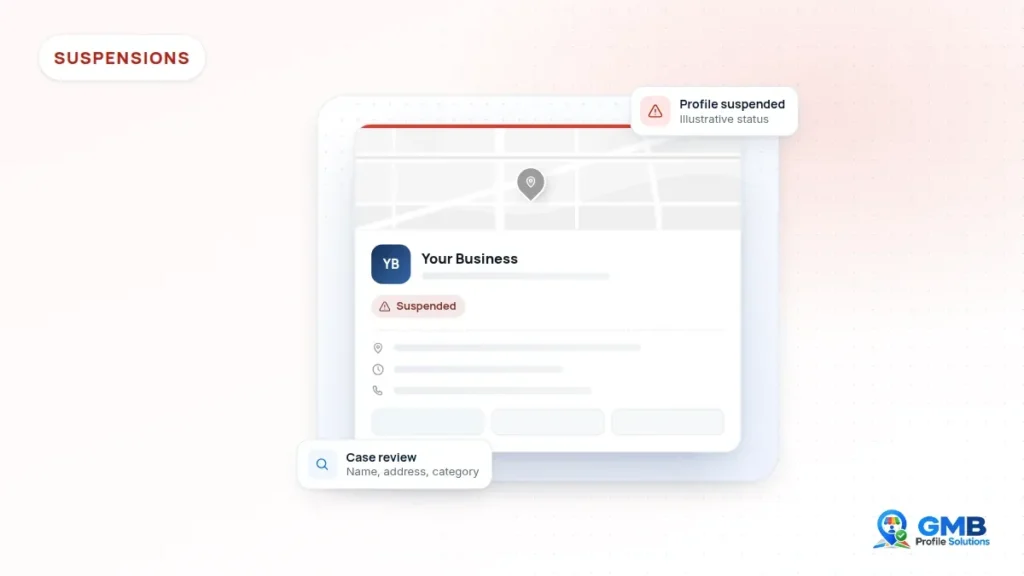 Suspended business profile illustration