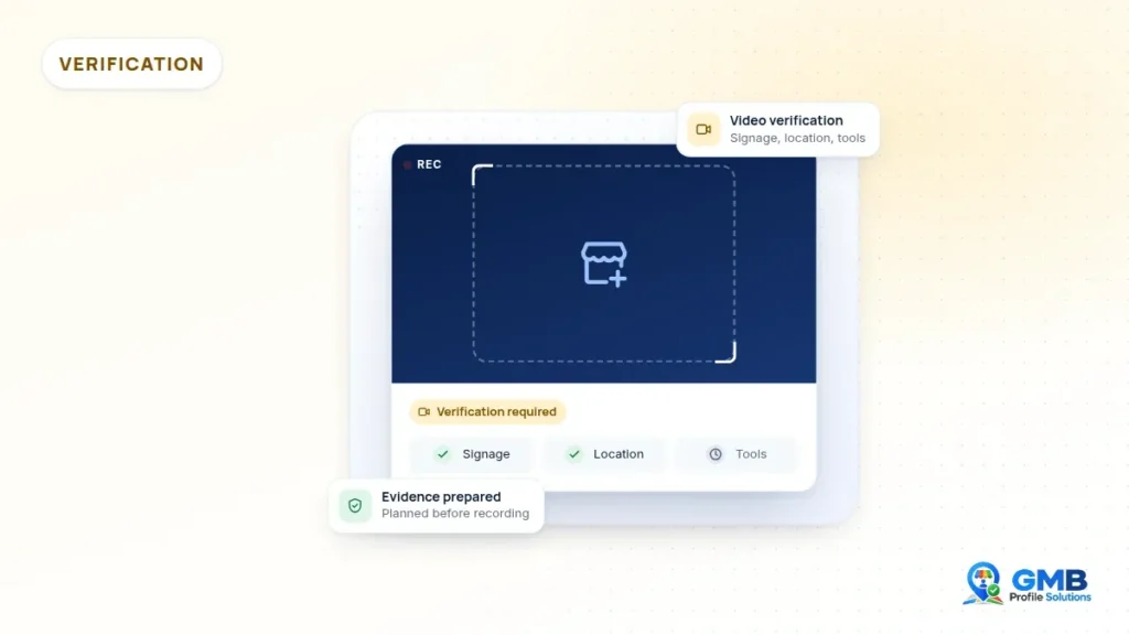 Phone recording a storefront for video verification illustration